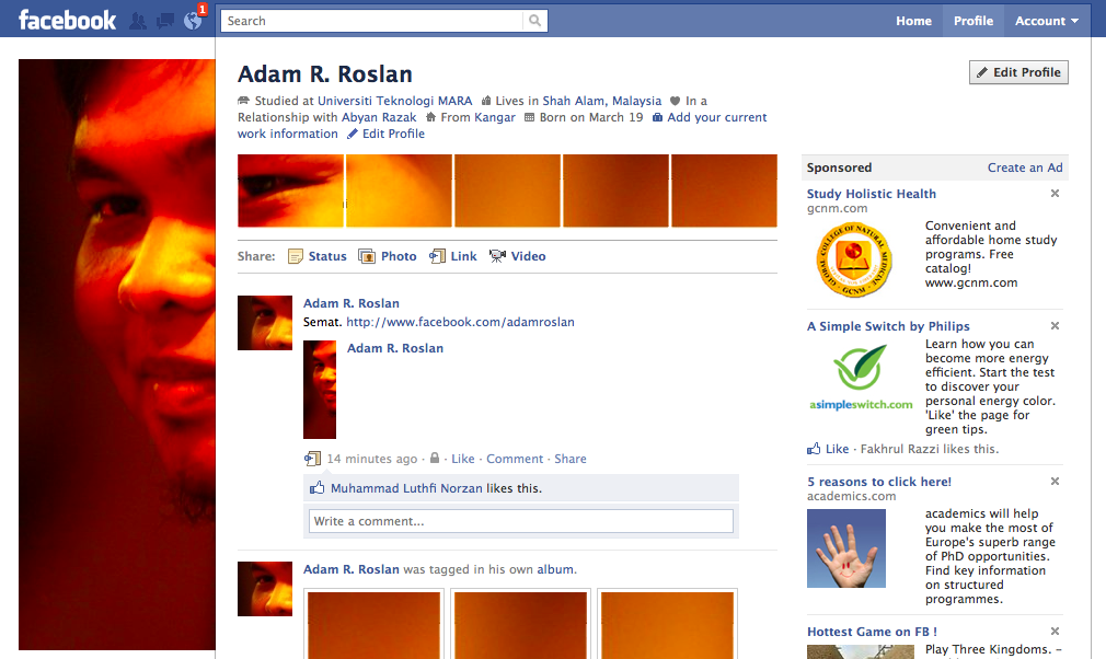 Macam Mana Nak Buat Profail Facebook yang Cool?