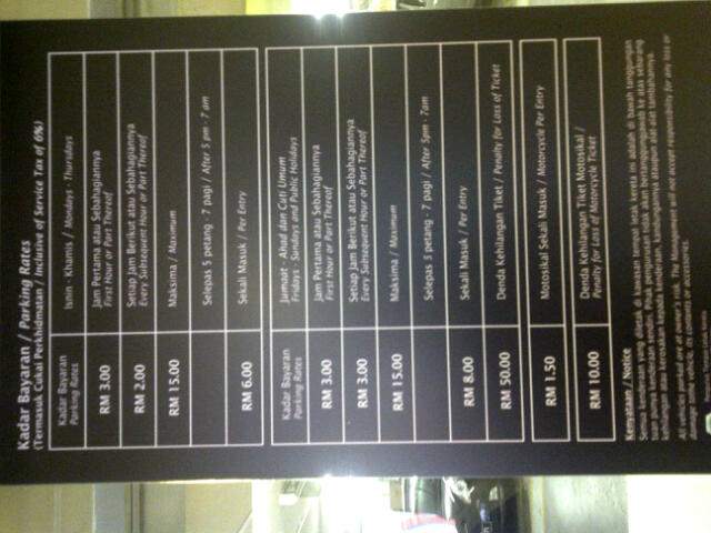 Kadar Parking Kereta Pavilion Kuala Lumpur