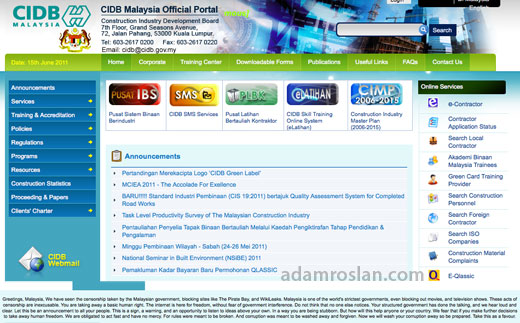 (DIGODAM) Laman CIDB Malaysia diserang Anonymous