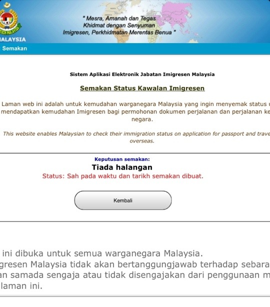 Semak Status Kelayakan Ke Luar Negara