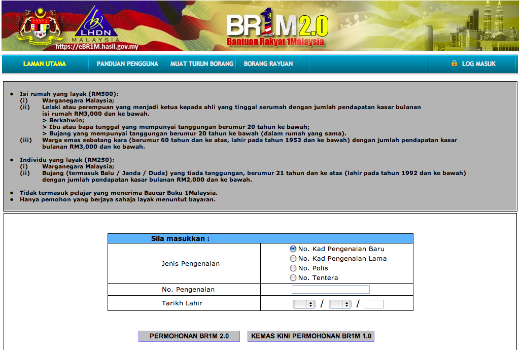 Tempoh Permohonan BR1M 2.0 dilanjut 15 Mac 2013